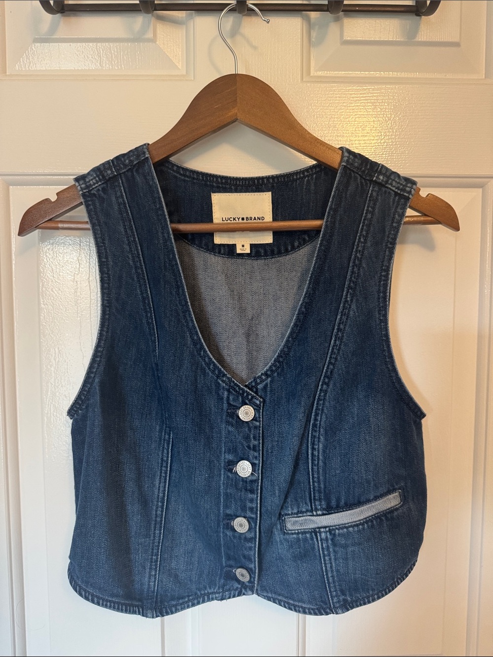 Lucky Brand Denim Vest - Jean vest - Cropped vest - Size Medium